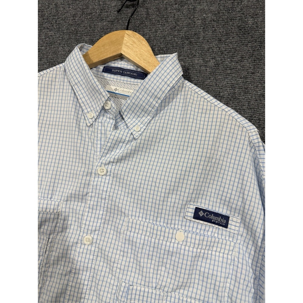 Columbia PFG Super Tamiami Omni-Shade Long Sleeve Plaid Fishing Shirt Mens Large